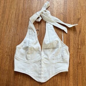 White Halter Crop Top